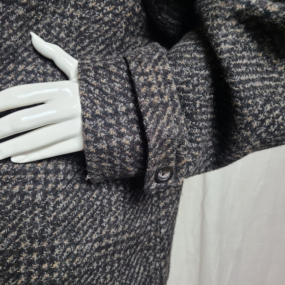 Dalia Collection Brown Houndstooth Wool Blend Double Breaster Blazer Coat - Picture 4 of 15